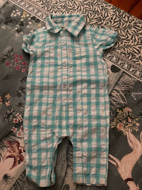 monica + andy Other - Monica + Andy Blue and White Gingham Romper 0-3 m